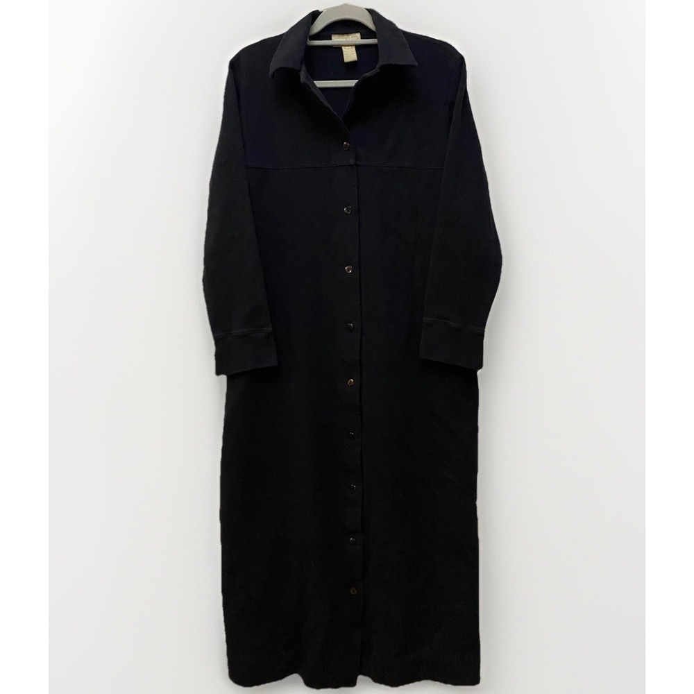 Cotton Ginny‎ Black Maxi Shirt Dress M Quiet Luxury Minimalist Utility Goth